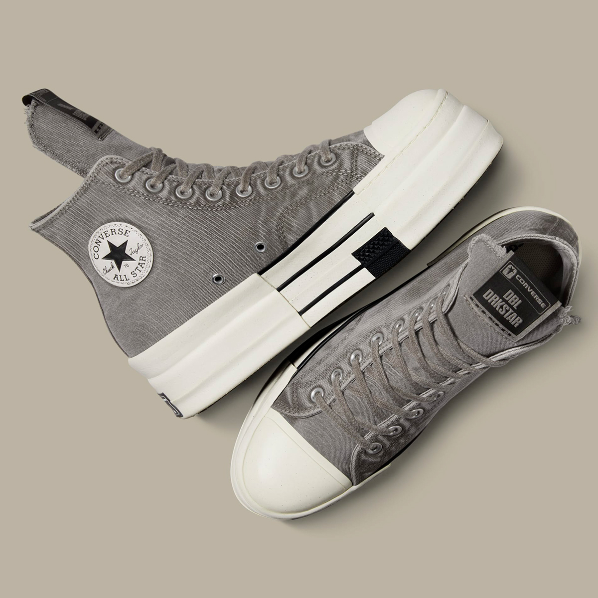 Rick Owens Converse Dbl Drkshdw Washed Grey Canvas 2