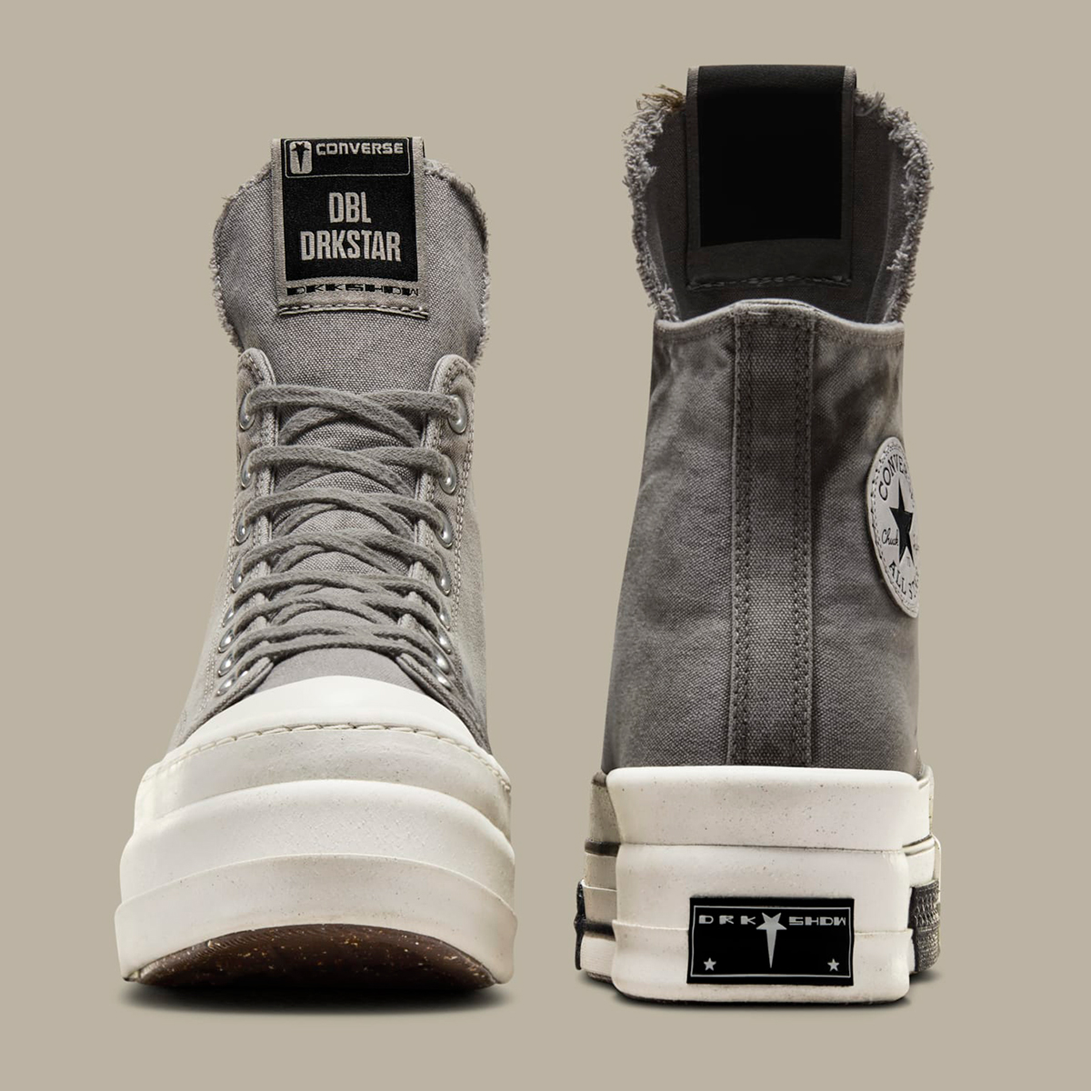 Rick Owens Converse Dbl Drkshdw Washed Grey Canvas 4