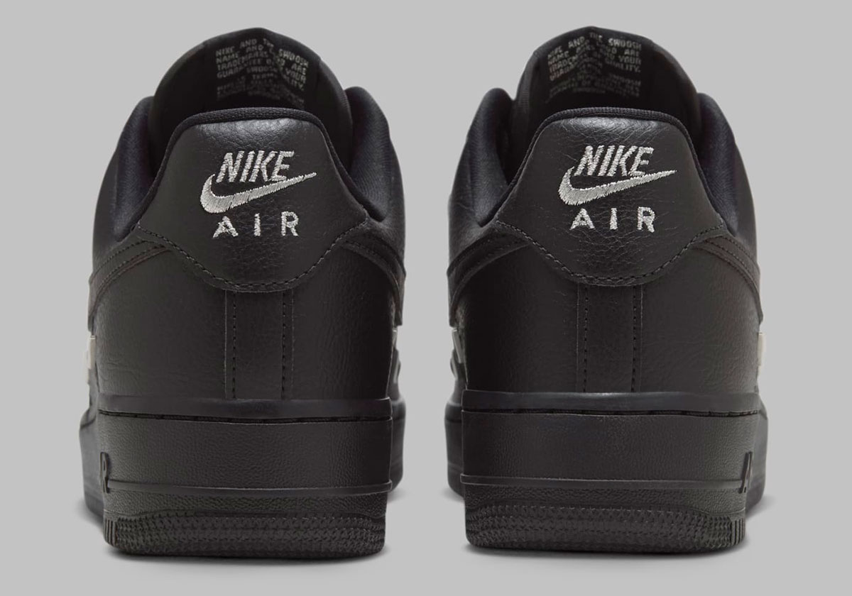Nike Air Force 1 Low Black Silver Mini Swoosh Hq1180 001 4