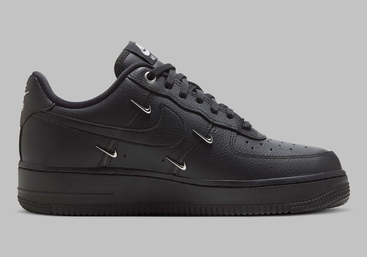 Nike Air Force 1 Low Black Silver Mini Swoosh Hq1180 001 5