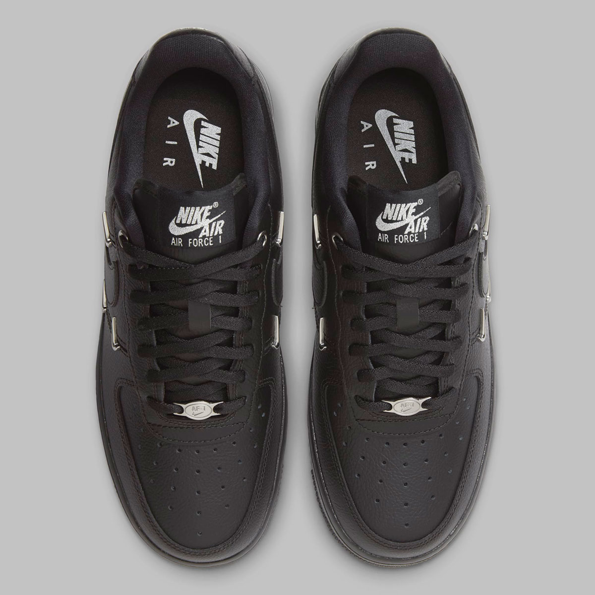 Nike Air Force 1 Low Black Silver Mini Swoosh Hq1180 001 6
