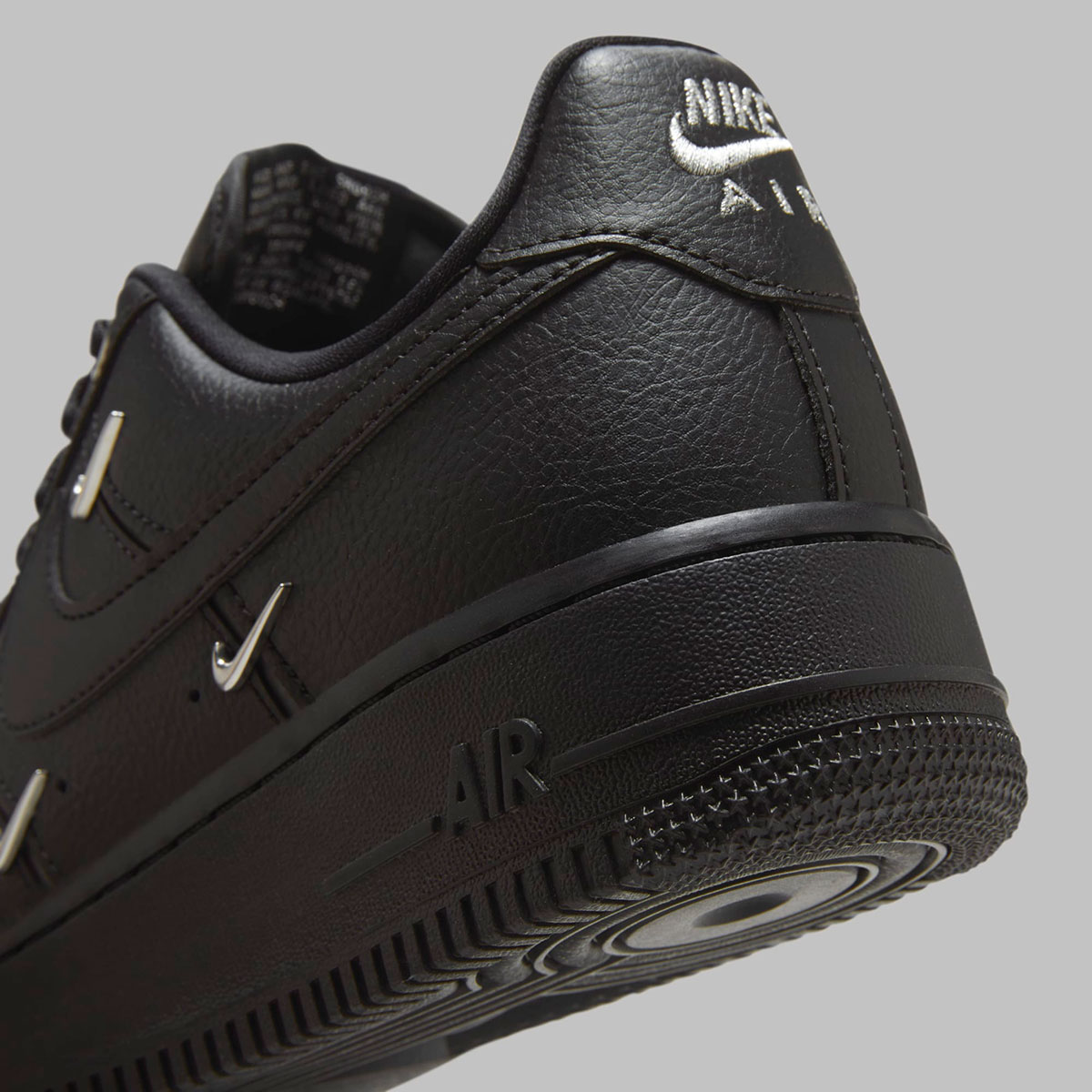 Nike Air Force 1 Low Black Silver Mini Swoosh Hq1180 001 8