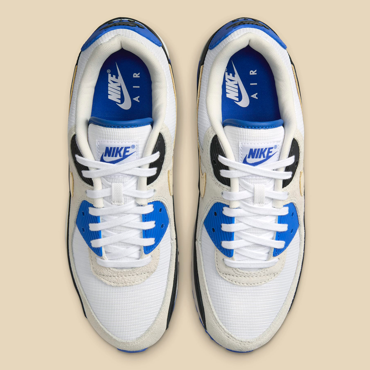 Nike Air Max 90 Prm White Khaki Racer Blue Black Hf3449 100 1