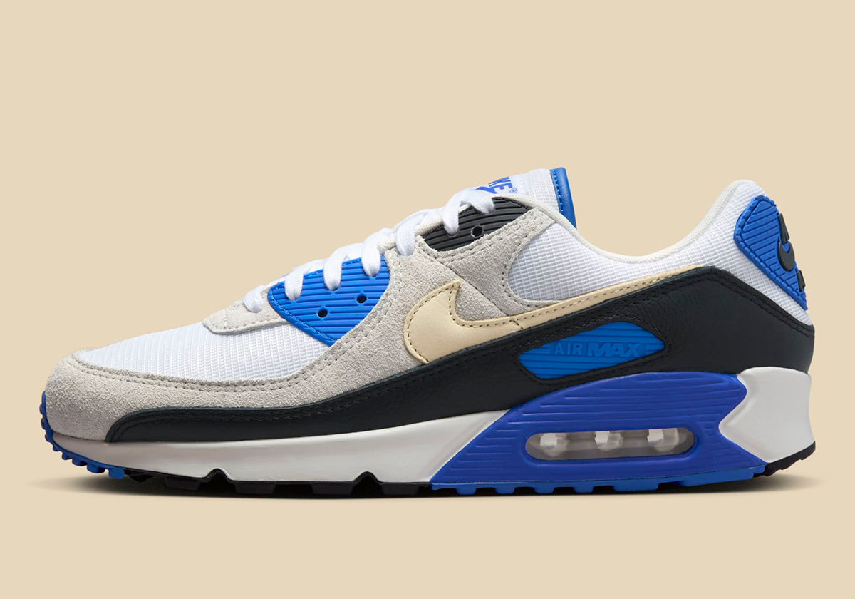 Nike Air Max 90 Prm White Khaki Racer Blue Black Hf3449 100 3