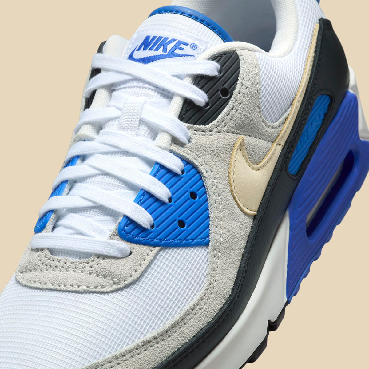 Nike Air Max 90 Prm White Khaki Racer Blue Black Hf3449 100 4