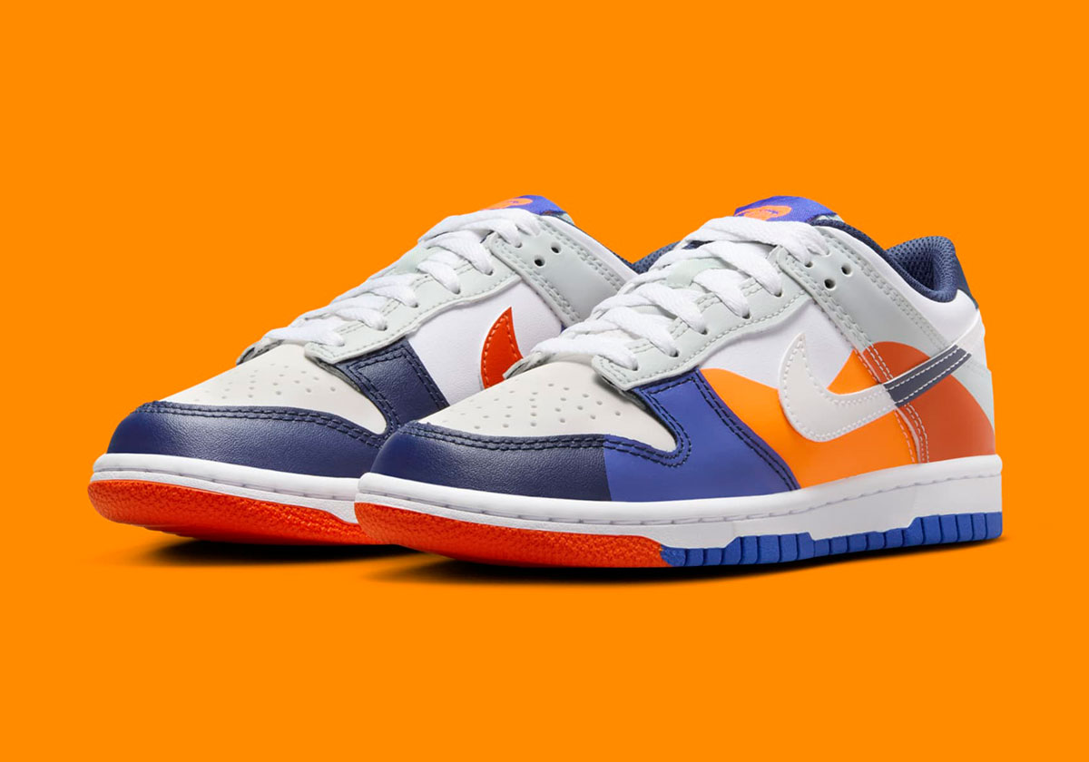 Nike Dunk Low Gs White Light Midnight Navy Fq7674 100 5