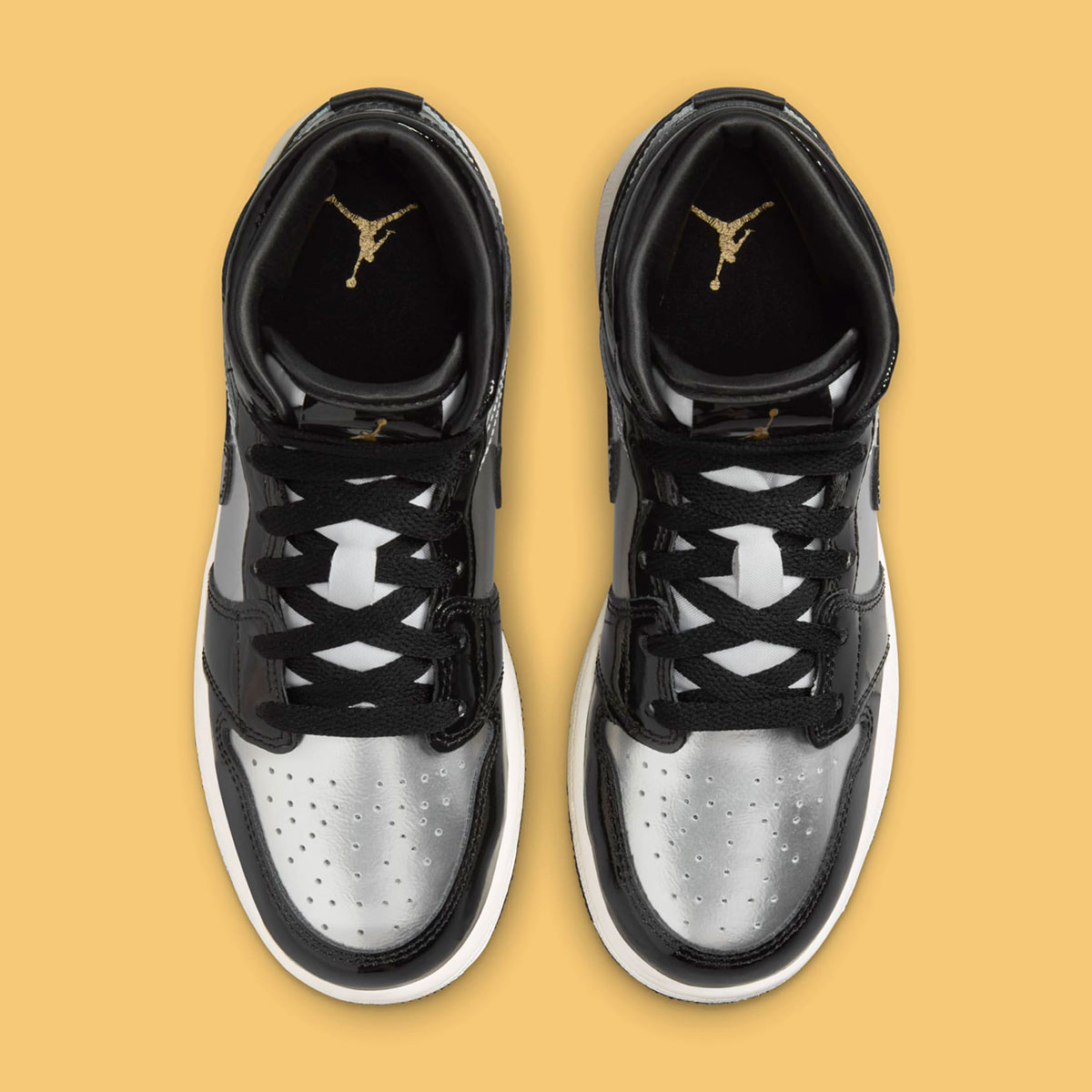 Air Jordan 1 Mid Gs Black Metallic Gold Metallic Silver Fz3938 001 2