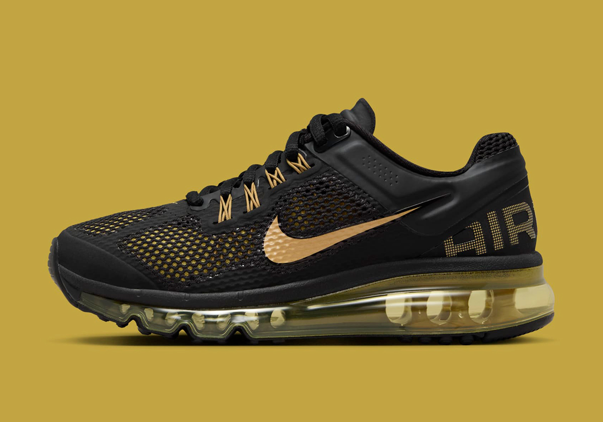 Nike Air Max 2013 Gs Black Infinite Gold Metallic Gold 555426 005 8