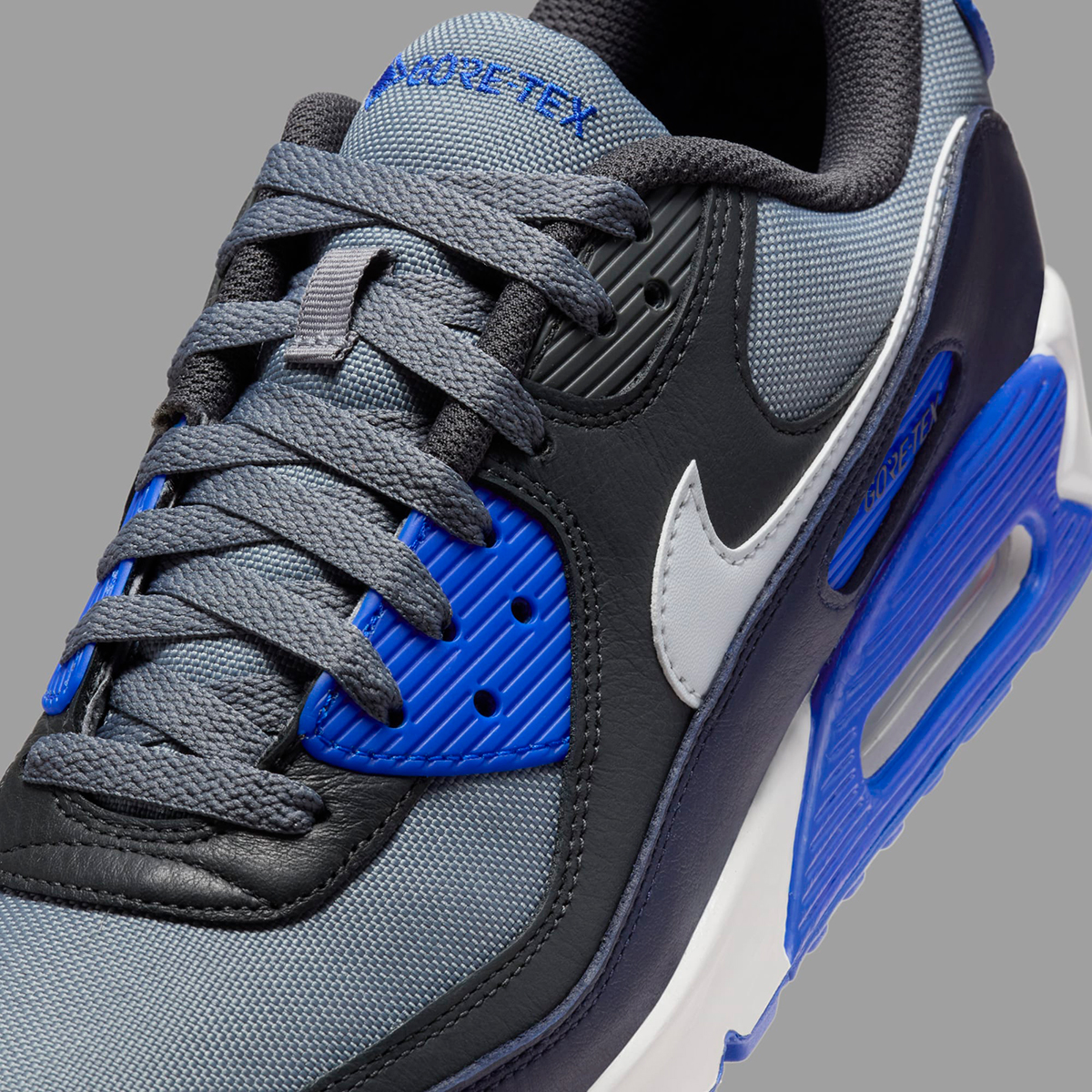Nike Air Max 90 Gore Tex Cool Grey Anthracite Obsidian Pure Platinum Racer Blue Fd5810 003 1