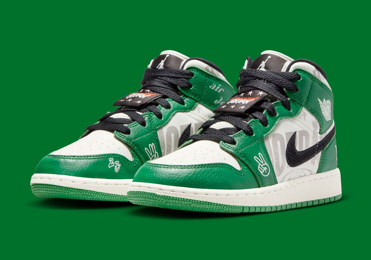 Air Jordan 1 Mid Gs Pine Green Black White Hf3200 300 1