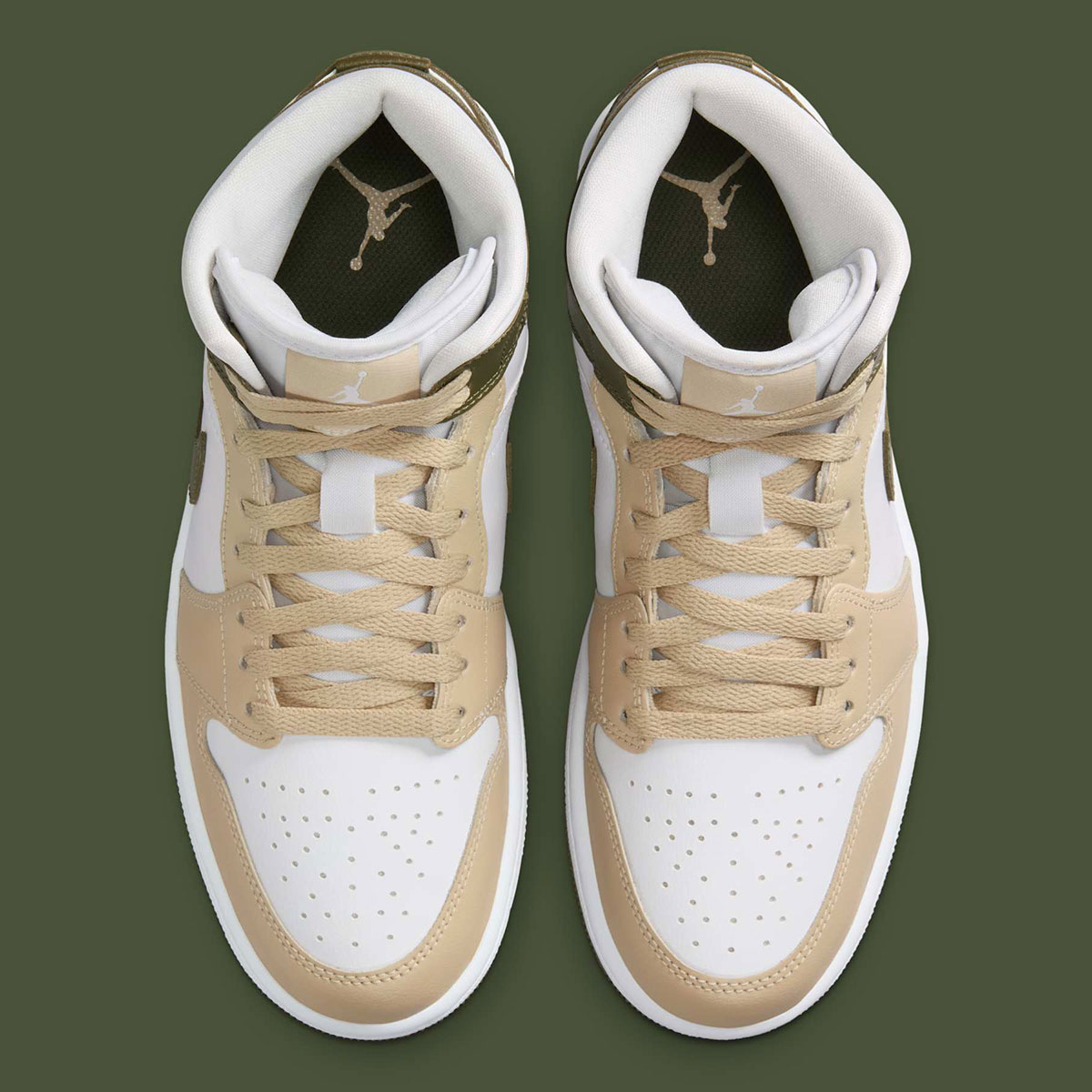 Air Jordan 1 Mid Tan Olive White Bq6472 120 1