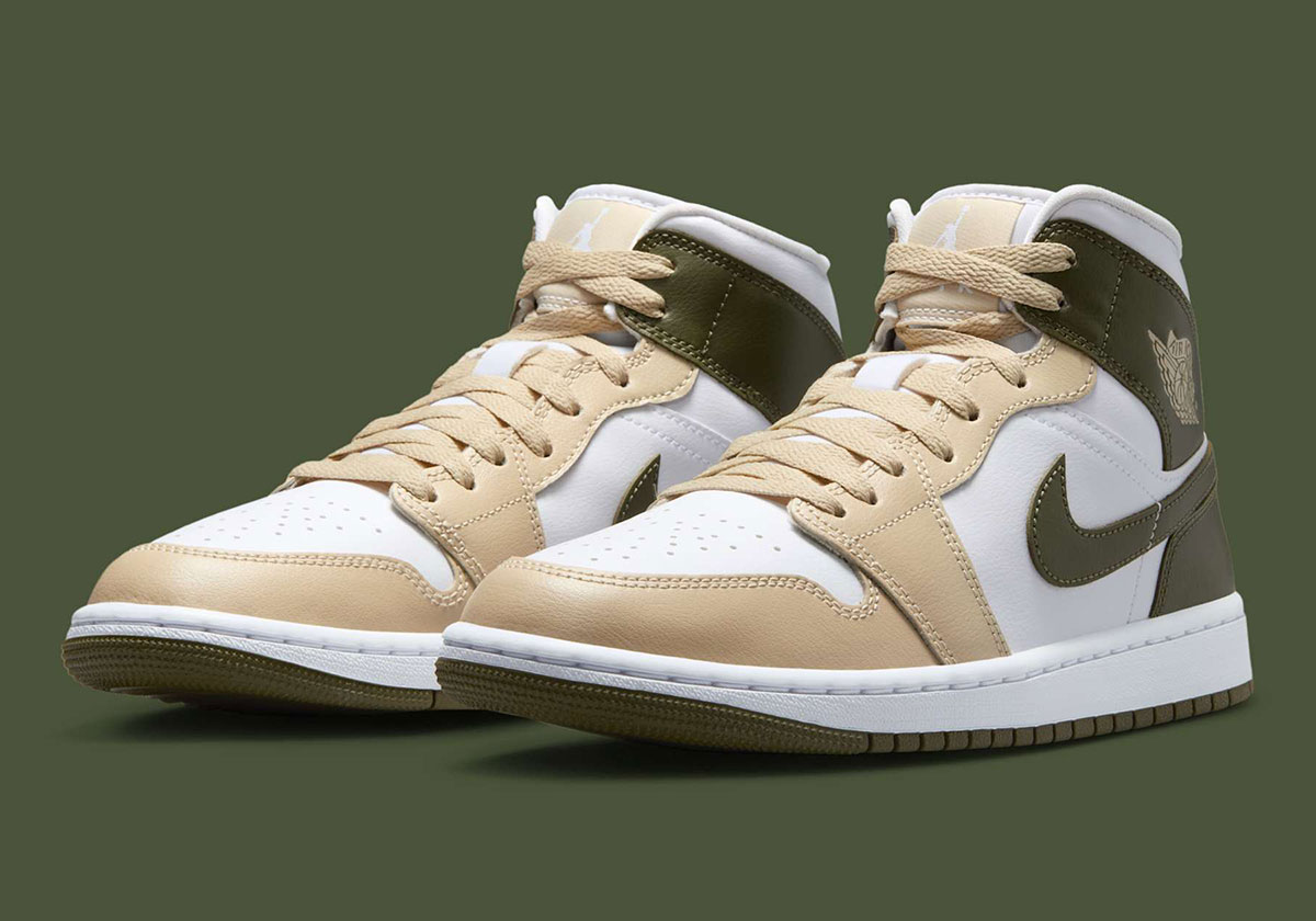 Air Jordan 1 Mid Tan Olive White Bq6472 120 3