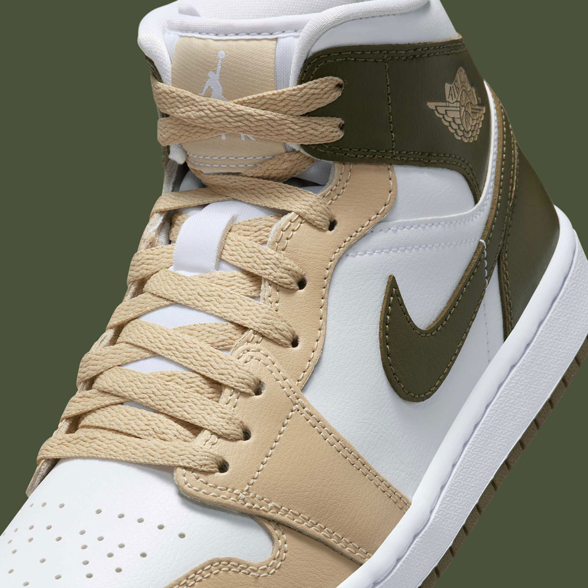 Air Jordan 1 Mid Tan Olive White Bq6472 120 5
