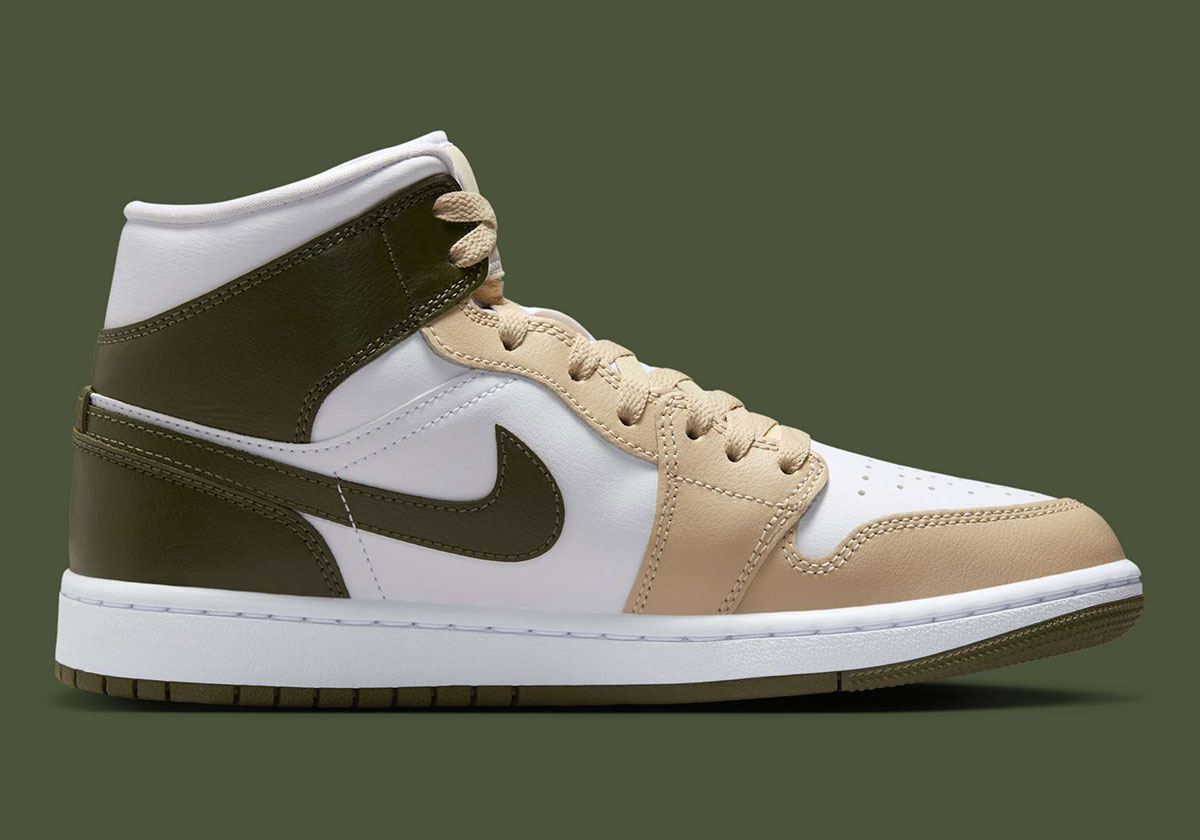 Air Jordan 1 Mid Tan Olive White Bq6472 120 7