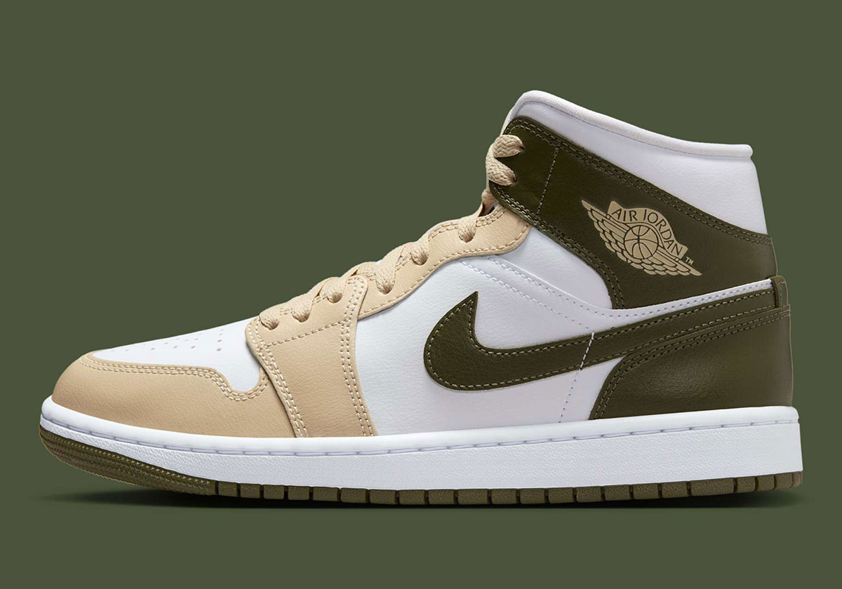 Air Jordan 1 Mid Tan Olive White Bq6472 120 9