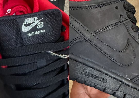 First Look At The Supreme x Nike SB Dunk Low “Black/Red”