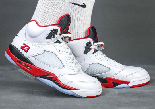 Detailed Look At The Air Jordan 5 “Fire Red” With Black Tongue