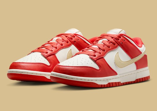 The Nike Dunk Low Lines Up In Light Crimson