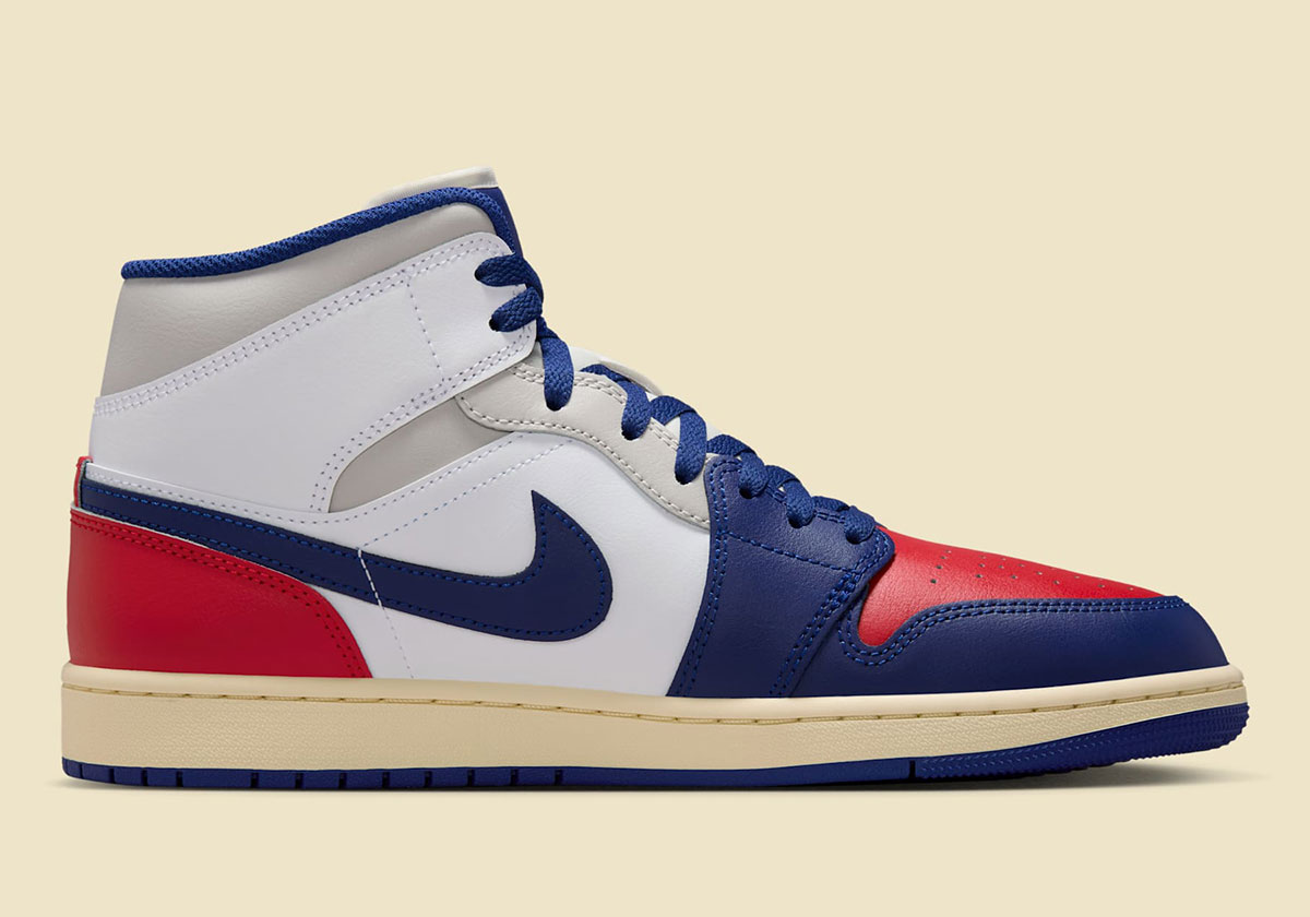 Air Jordan 1 Mid White Deep Royal Blue University Red Neutral Grey Sail Dq842 102 2