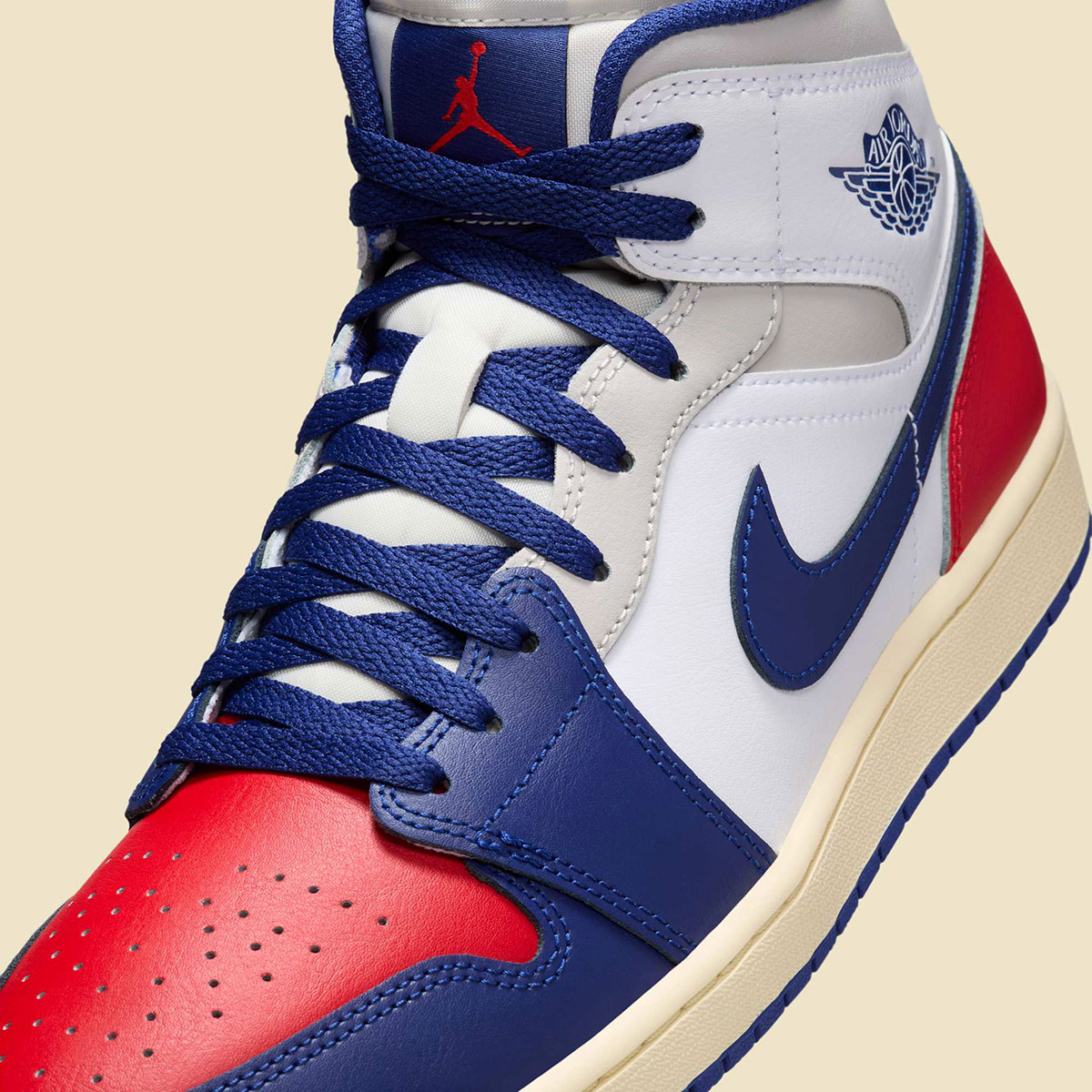 Air Jordan 1 Mid White Deep Royal Blue University Red Neutral Grey Sail Dq842 102 3