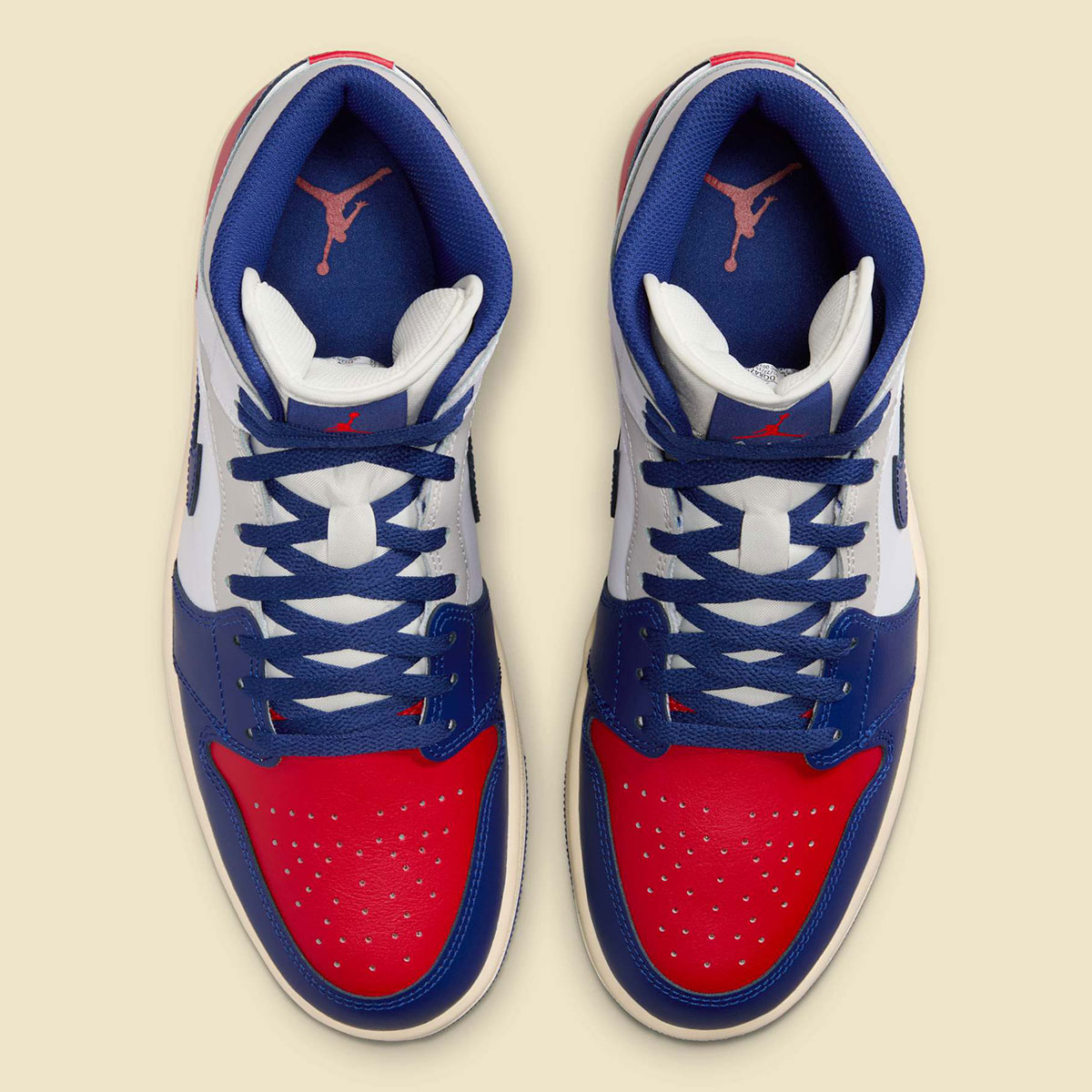 Air Jordan 1 Mid White Deep Royal Blue University Red Neutral Grey Sail Dq842 102 7