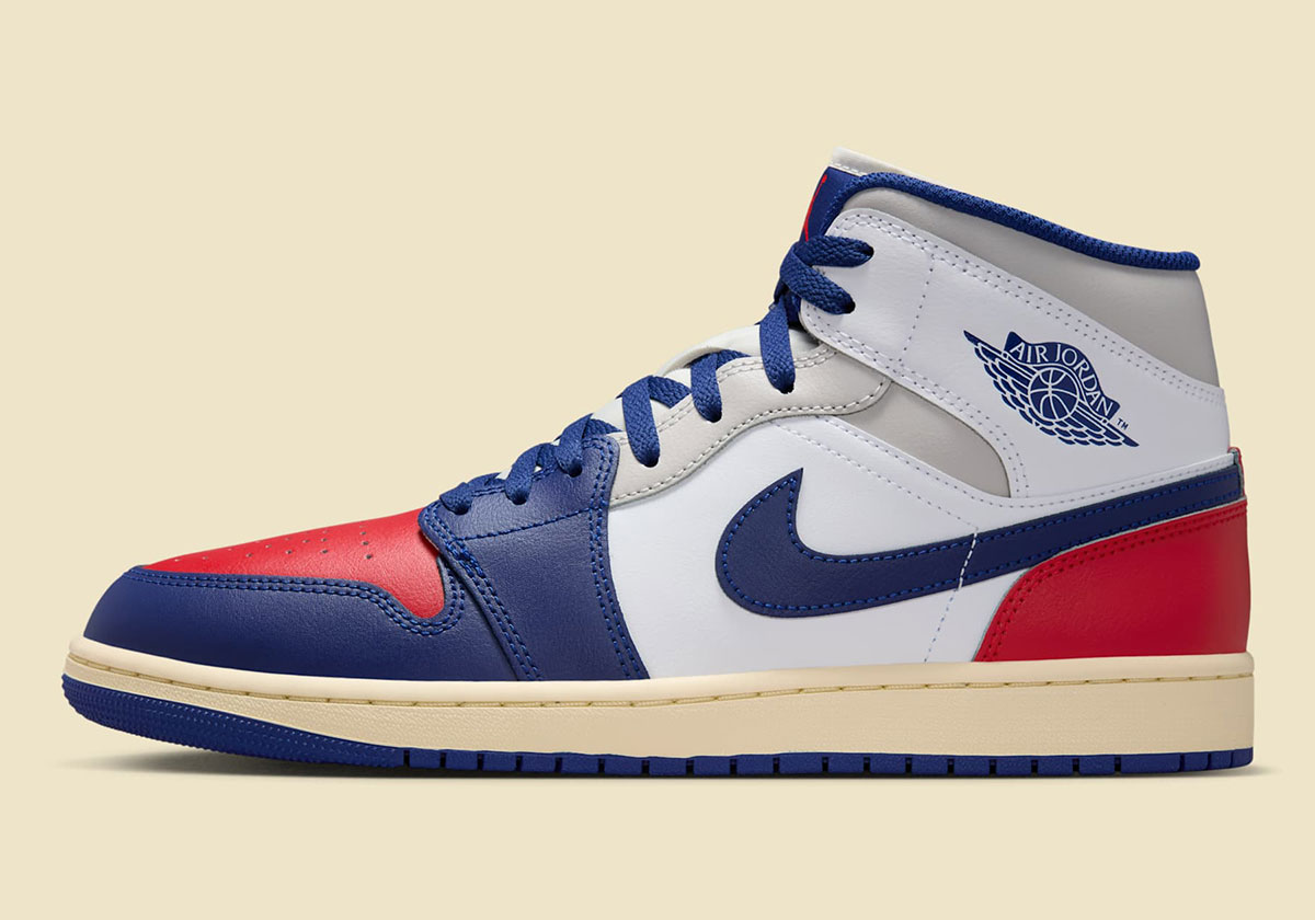 Air Jordan 1 Mid White Deep Royal Blue University Red Neutral Grey Sail Dq842 102 8