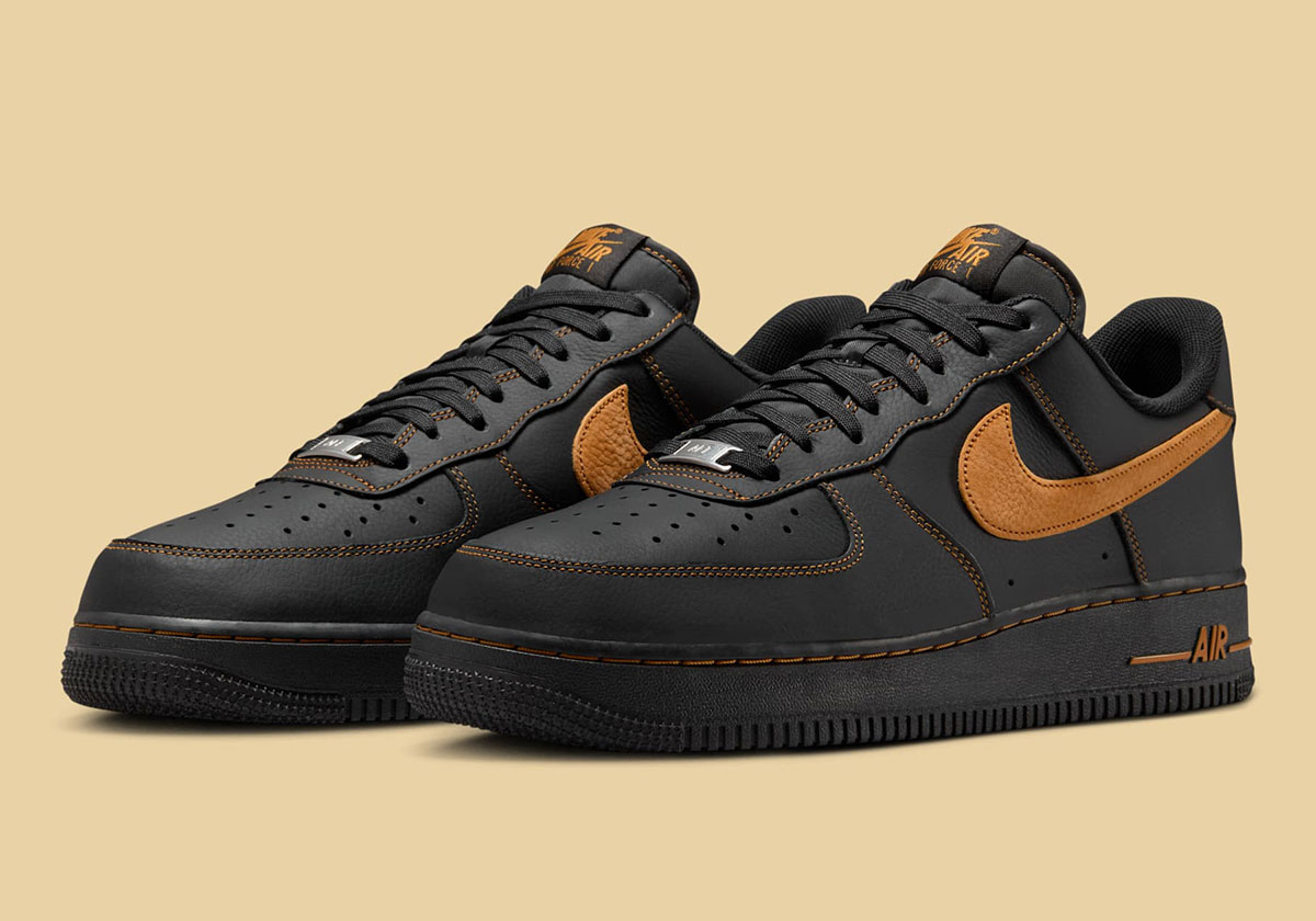 The Contrast Stitch Nike Air Force 1s Continue With "Black/Tan"