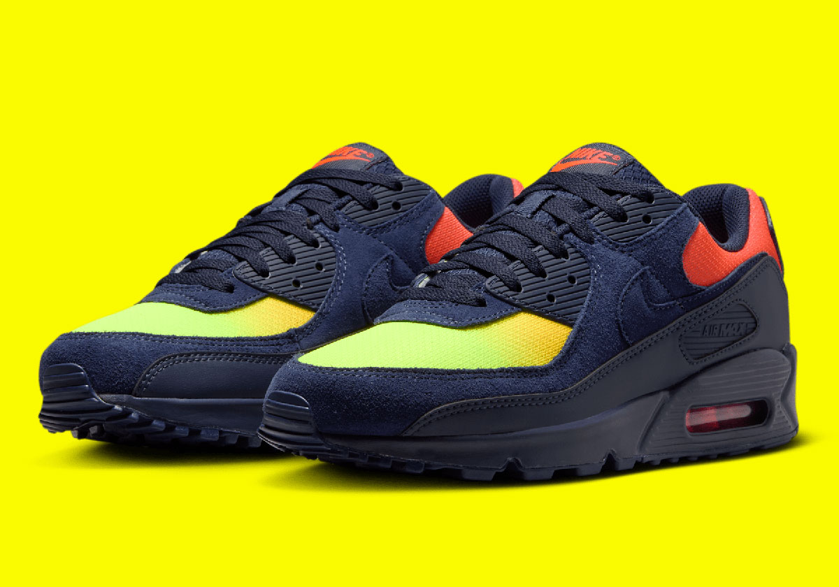 Nike Air Max 90 Lemon Venom Blackened Blue Hyper Crimson Laser Orange Dm0029 700 1