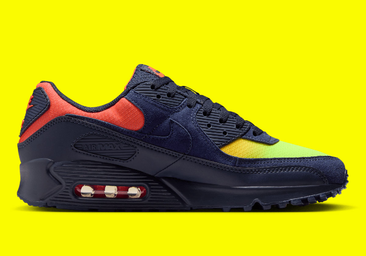 Nike Air Max 90 Lemon Venom Blackened Blue Hyper Crimson Laser Orange Dm0029 700 6