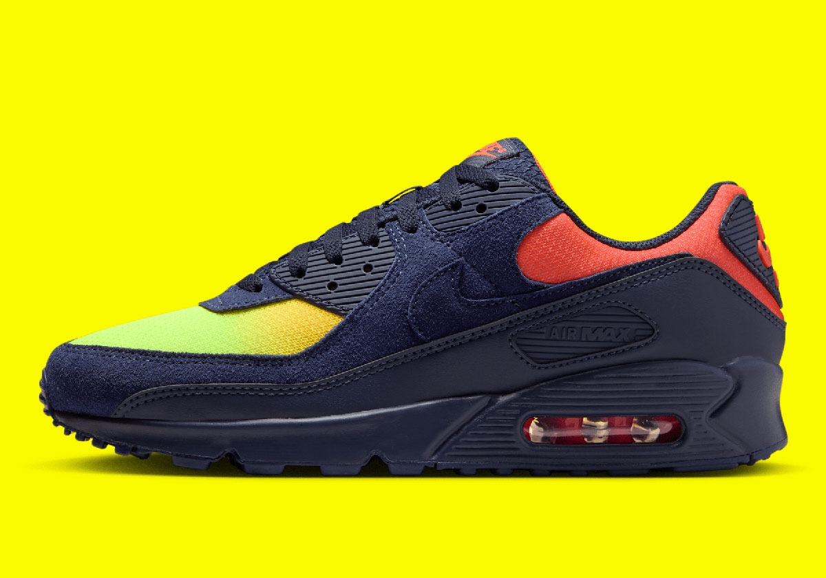 Nike Air Max 90 Lemon Venom Blackened Blue Hyper Crimson Laser Orange Dm0029 700 9