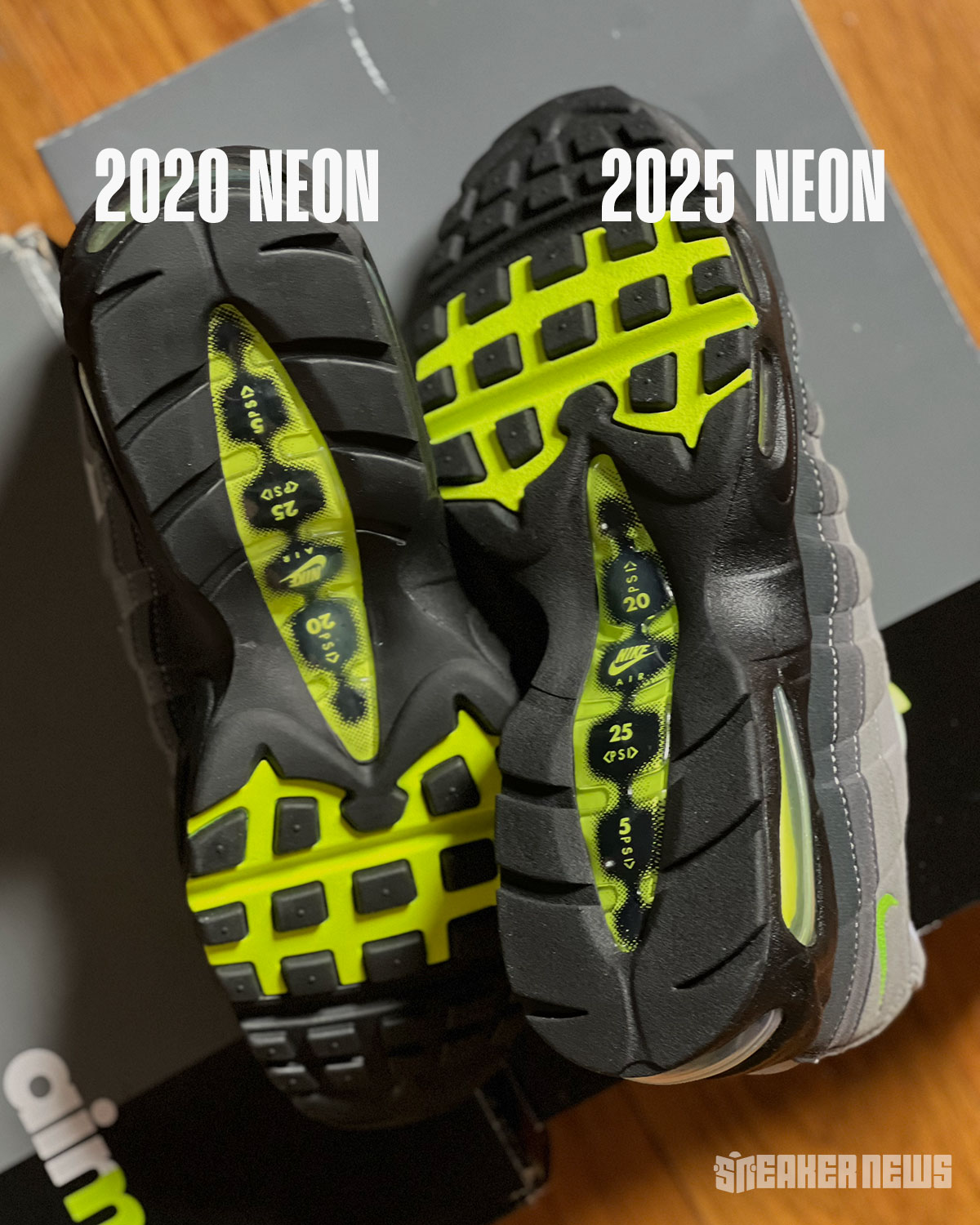 Nike Air Max 95 Og Neon Comparison 2025 2020 6 Ae9624
