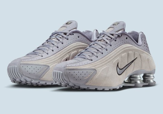The Nike Shox R4 “Cement Grey” Slips Into Suede