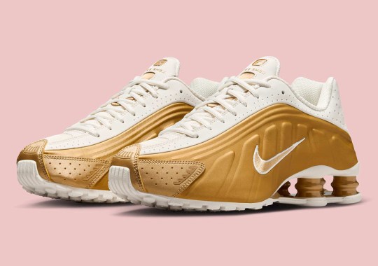 The Nike Shox R4 Dazzles In “Soft Metallic Gold”