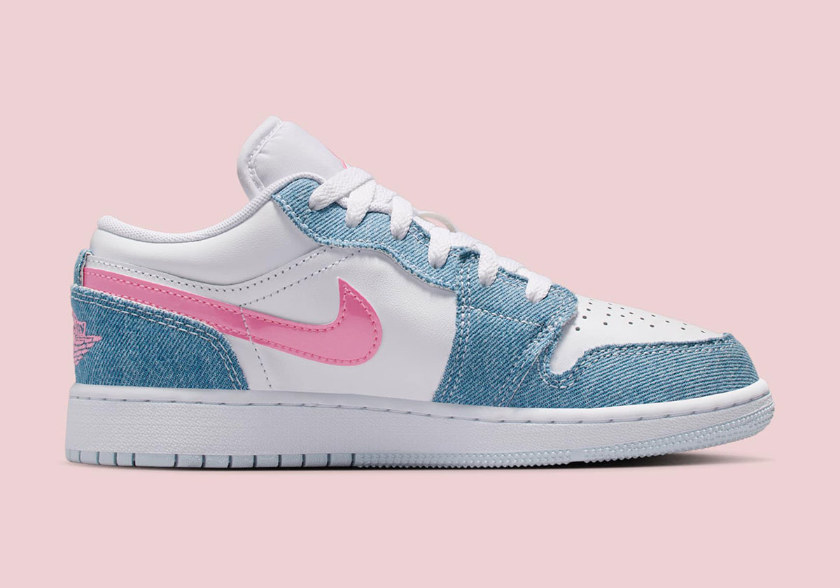 Air Jordan 1 Low Gs Denim Sequin Swoosh Hq2001 400 1
