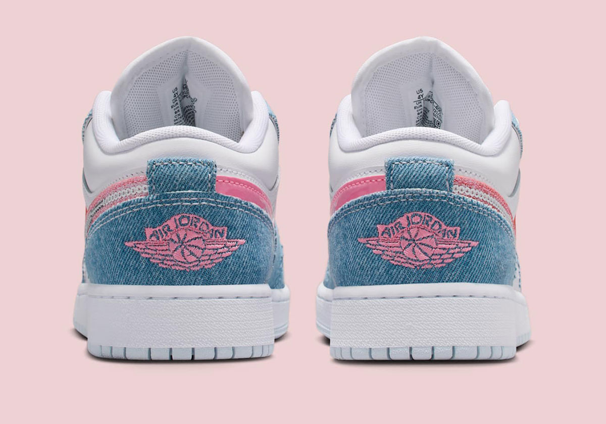 Air Jordan 1 Low Gs Denim Sequin Swoosh Hq2001 400 2