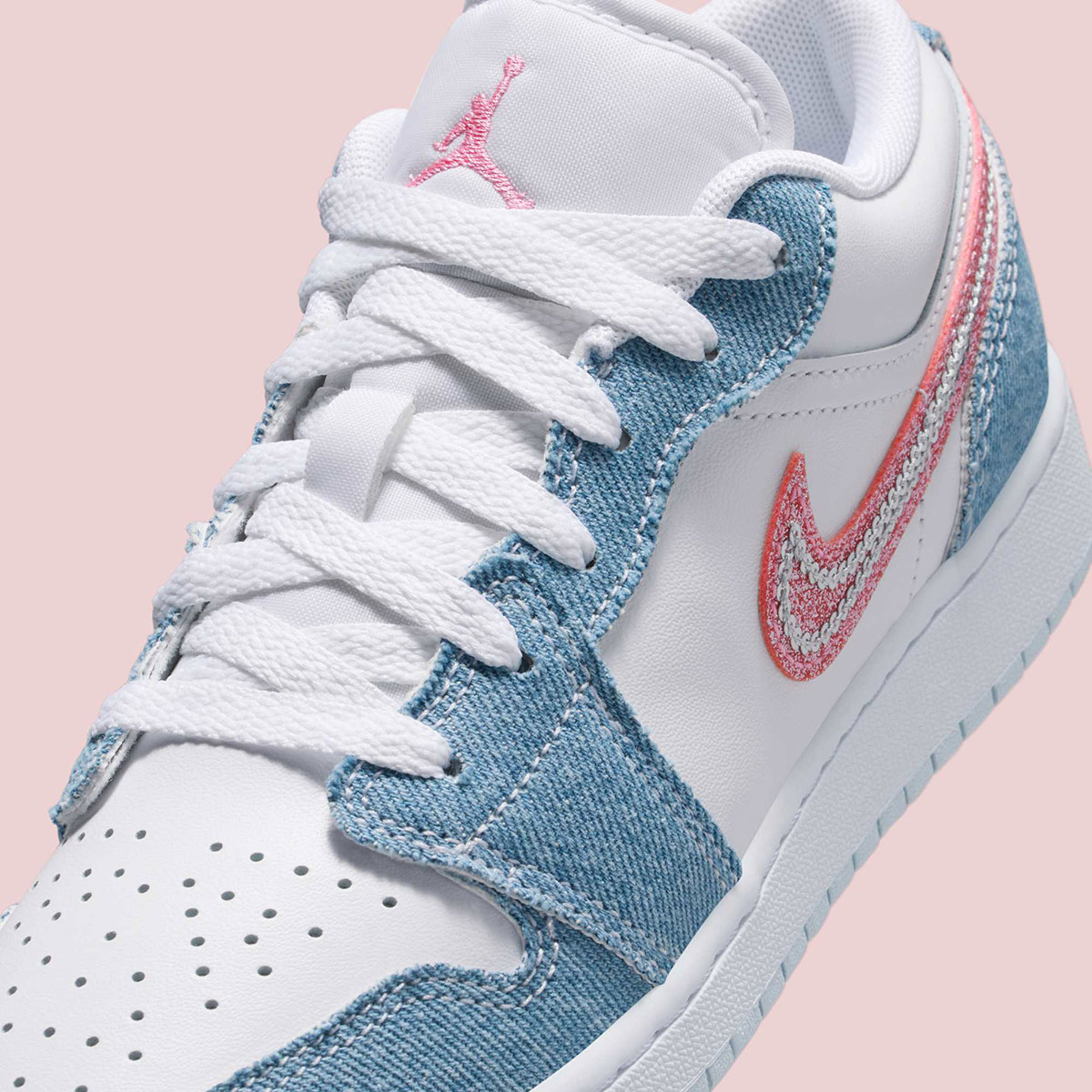 Air Jordan 1 Low Gs Denim Sequin Swoosh Hq2001 400 3