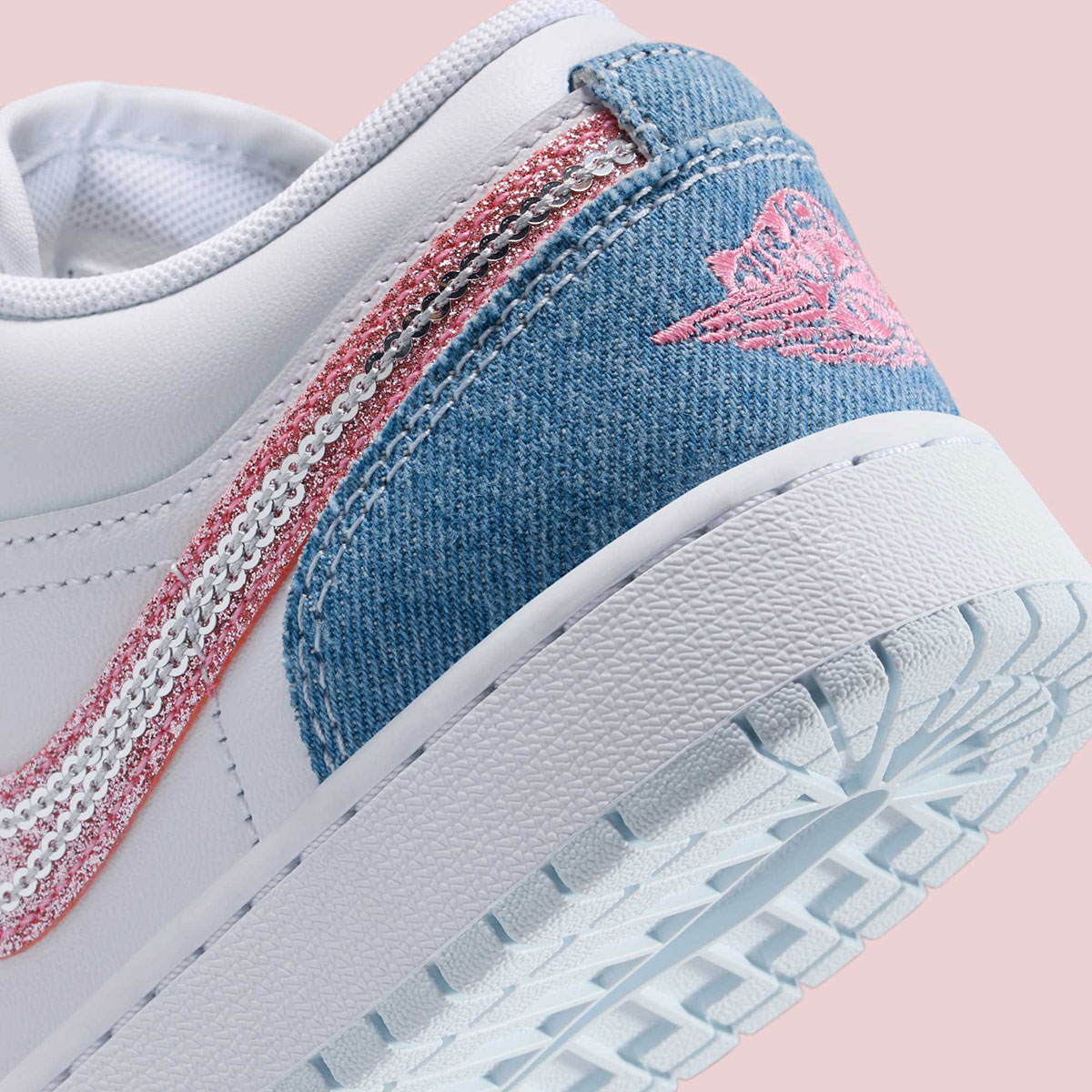 Air Jordan 1 Low Gs Denim Sequin Swoosh Hq2001 400 4