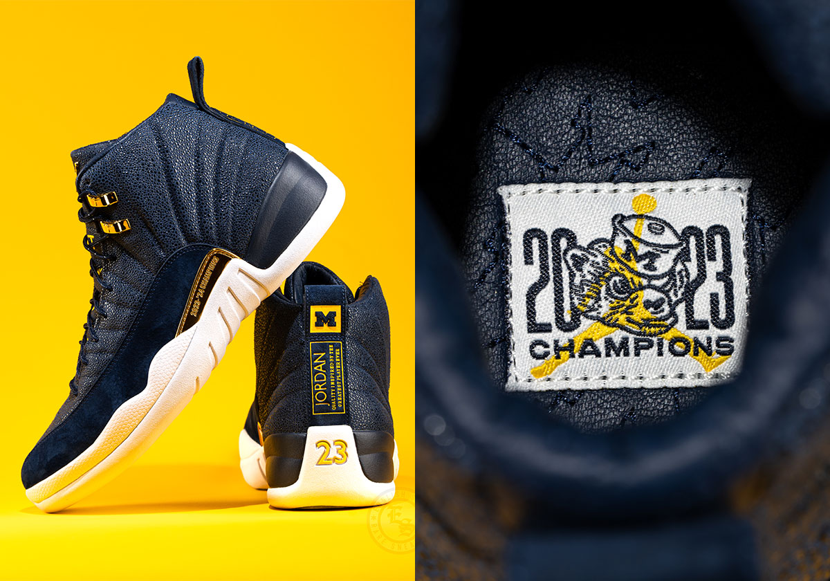 This Air Jordan 12 "Michigan" PE Celebrates The 2023-2024 Natty