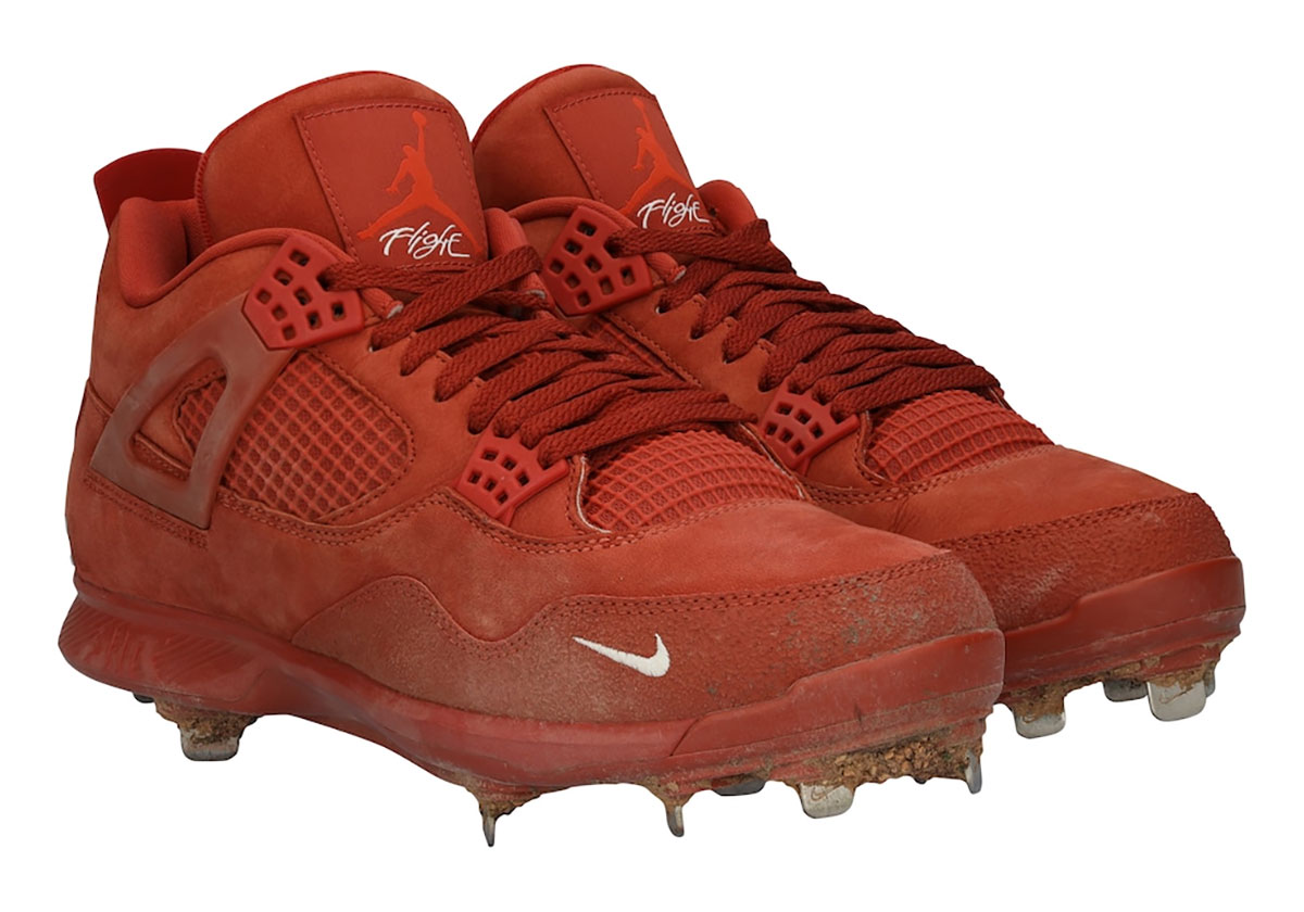 Mookie Betts Game Worn Nigel Sylvester Air Jordan 4 Brick By Brick Cleats 1