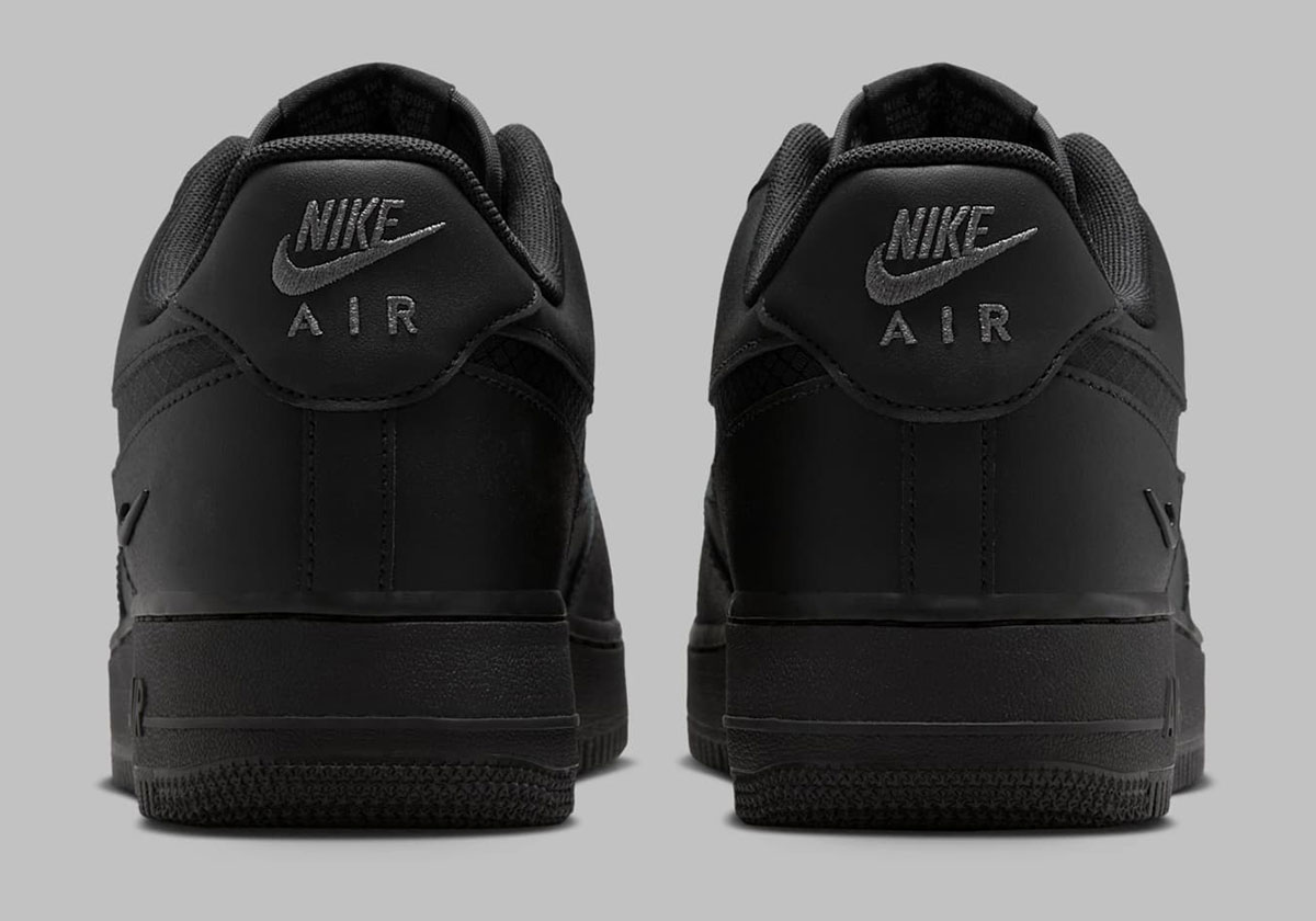 Nike Air Force 1 Low Black Nylon Swoosh Ih4452 001 3