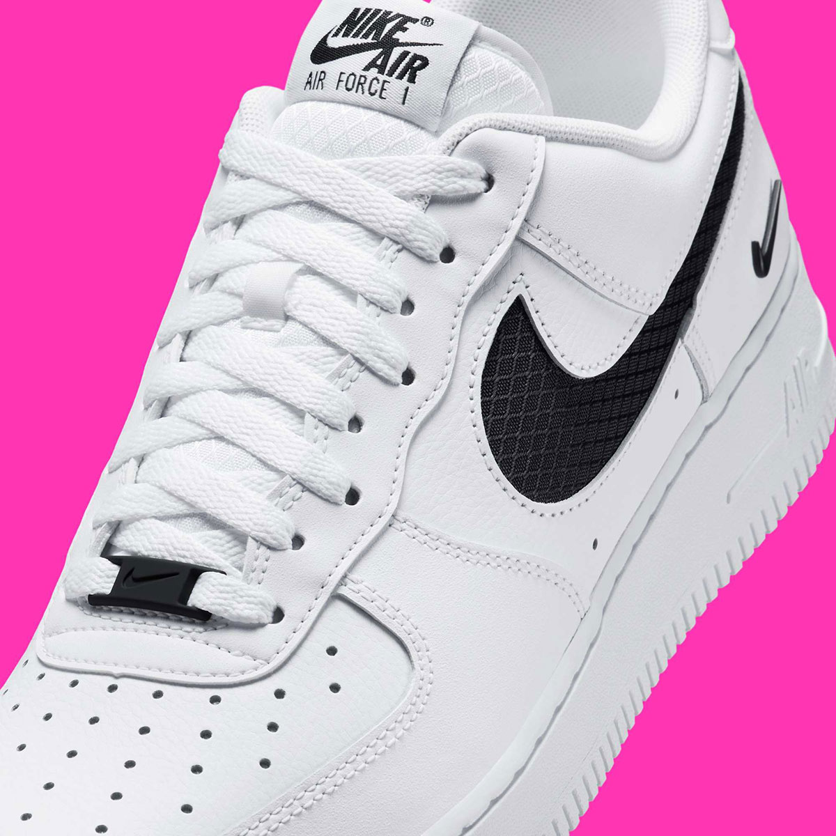 Nike Air Force 1 Low White Black Nylon Swoosh Ih4452 100 1