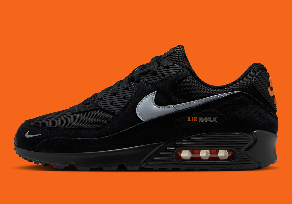 Nike Air Max 90 Black Metallic Cool Grey Total Orange Do6706 010 1