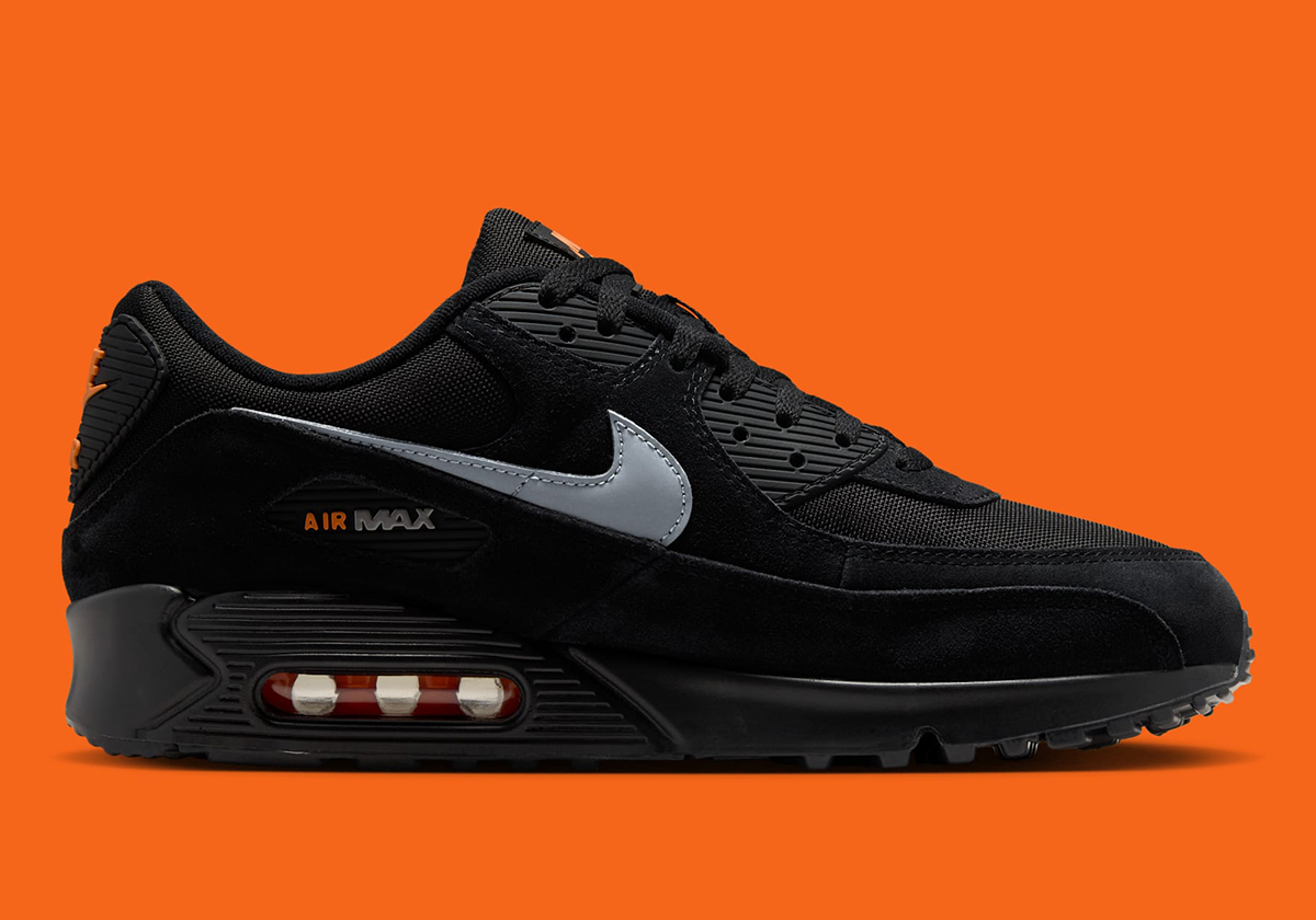 Nike Air Max 90 Black Metallic Cool Grey Total Orange Do6706 010 7