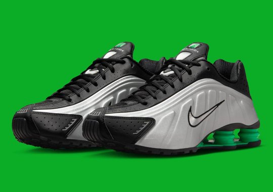 The Nike Shox R4 Swaps Into Green On Its Classic “Metallic Silver”