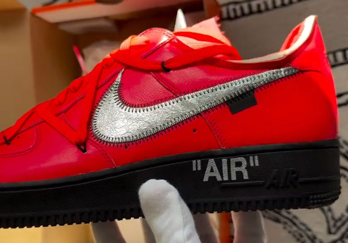 Unreleased Off-White x Nike Air Force 1 Overlace "Crimson" Sample Emerges
