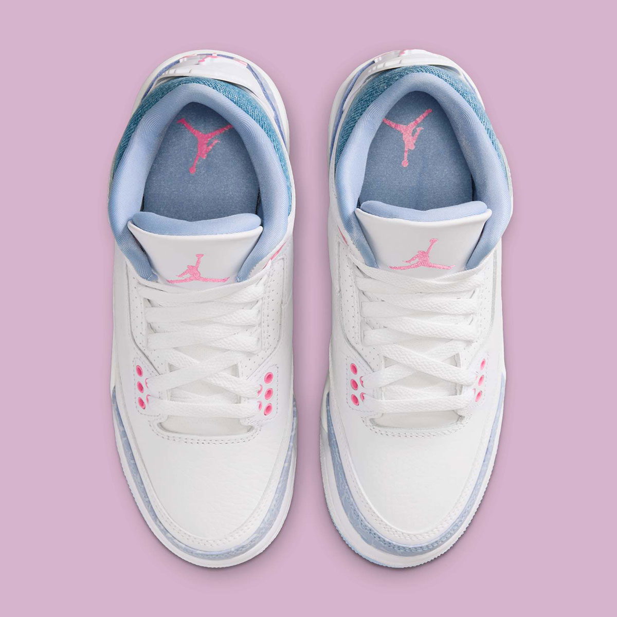 Air Jordan 3 Gs White Cobalt Bliss Football Grey Pink Glow Hq0784 101 1
