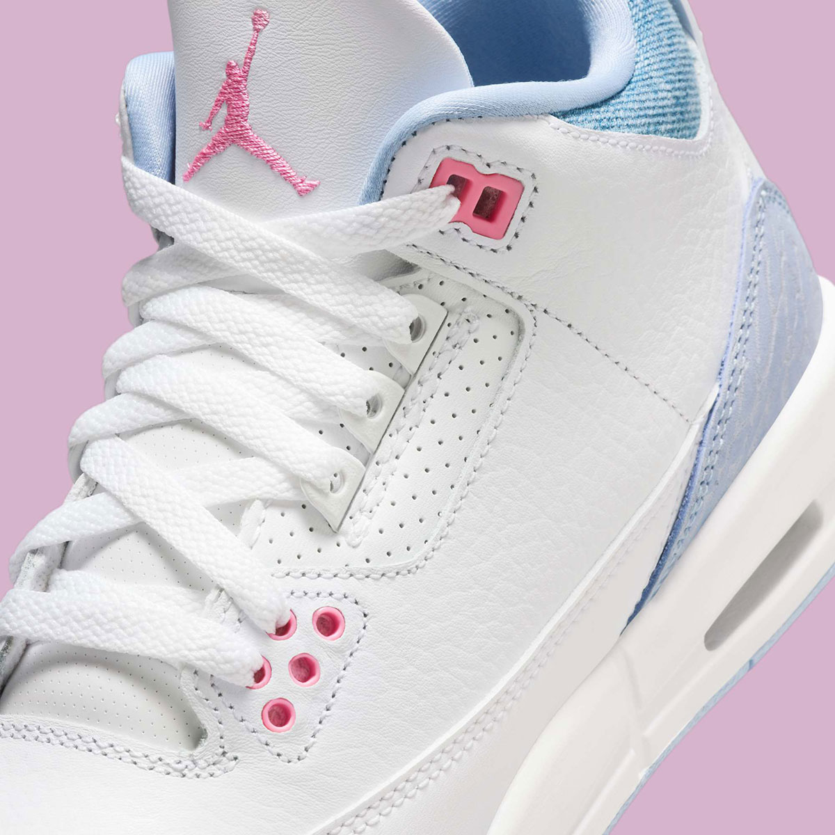 Air Jordan 3 Gs White Cobalt Bliss Football Grey Pink Glow Hq0784 101 7