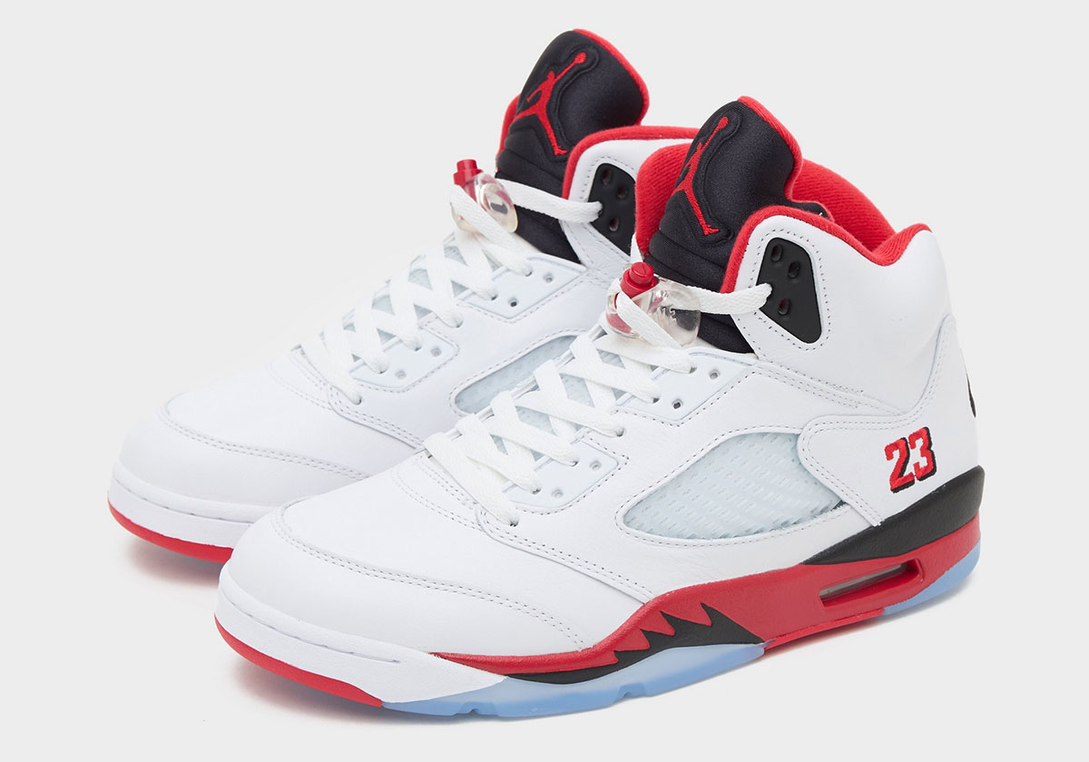 Official Retailer Images Of The Air Jordan 5 “Fire Red”