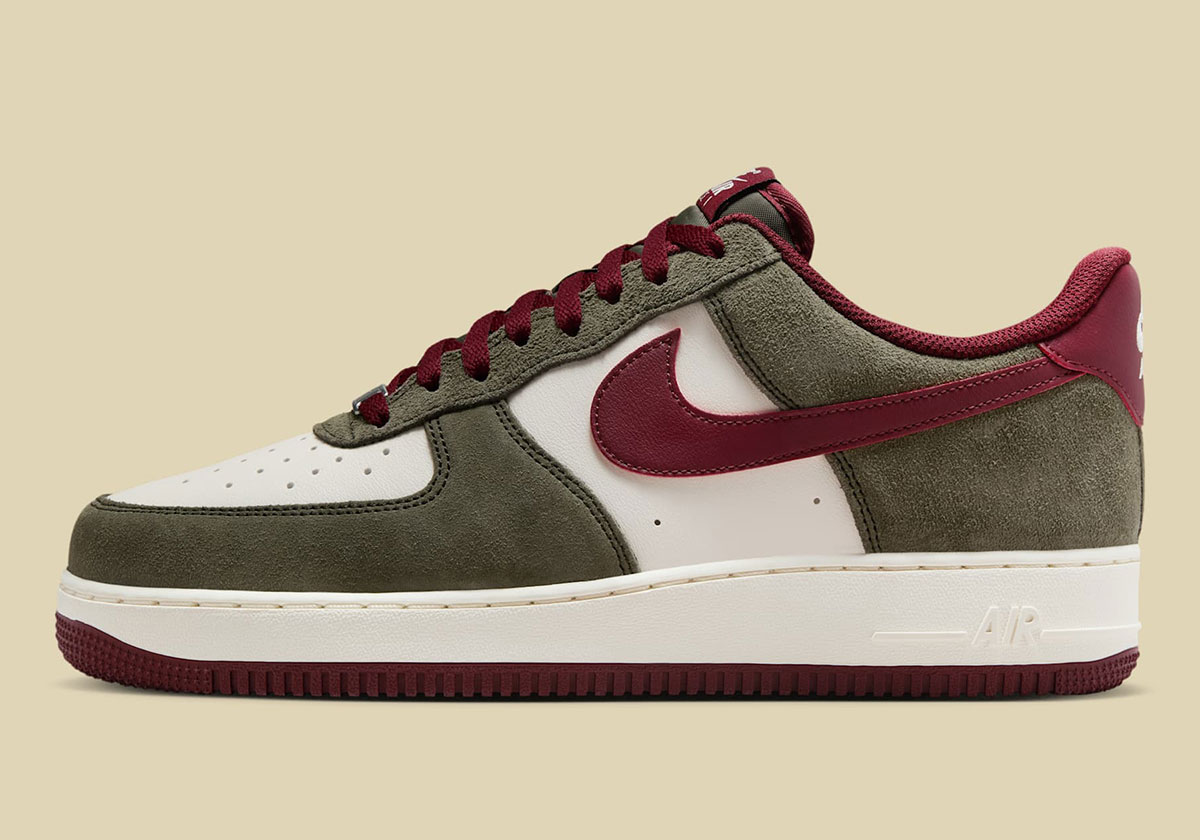 Nike Air Force 1 Low Cargo Khaki Pale Ivory Dark Team Red Fq8714 302 1