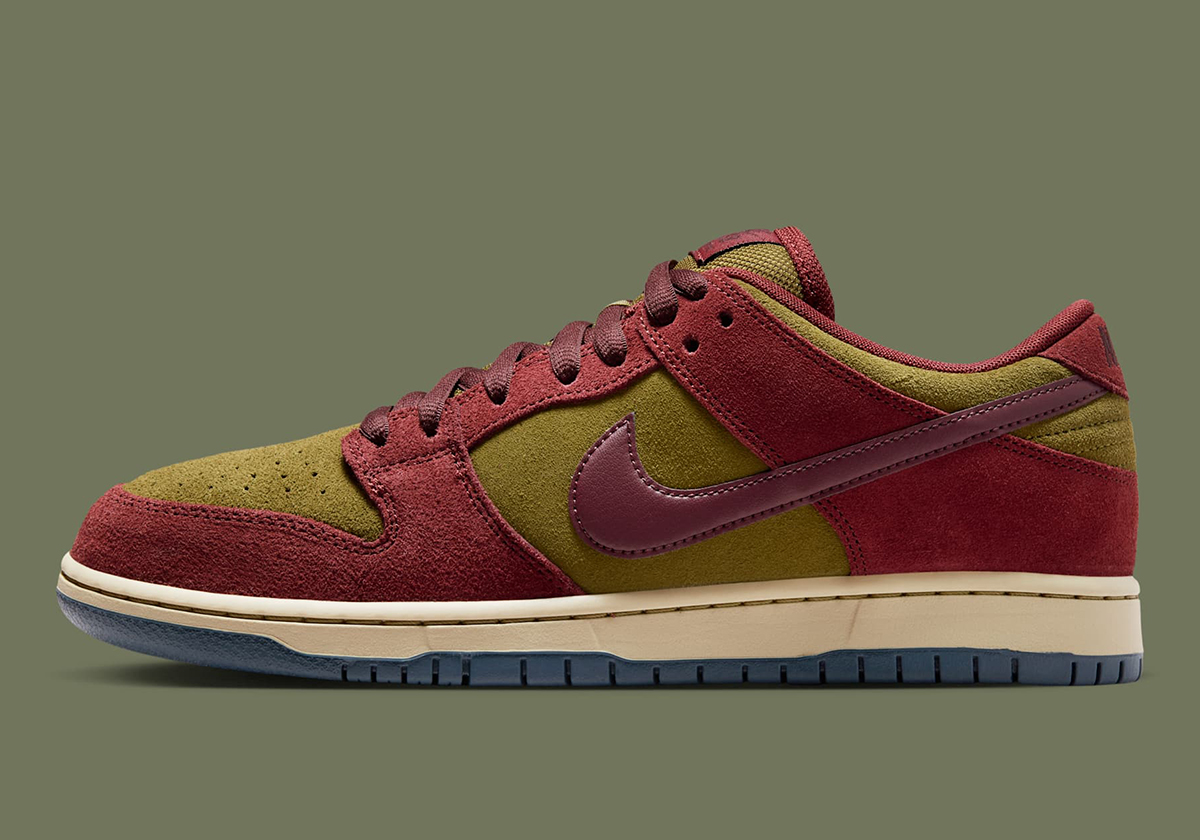 Nike Sb Dunk Low Dark Team Red Burgundy Crush Olive Flak Hq1625 600 Release Date 6